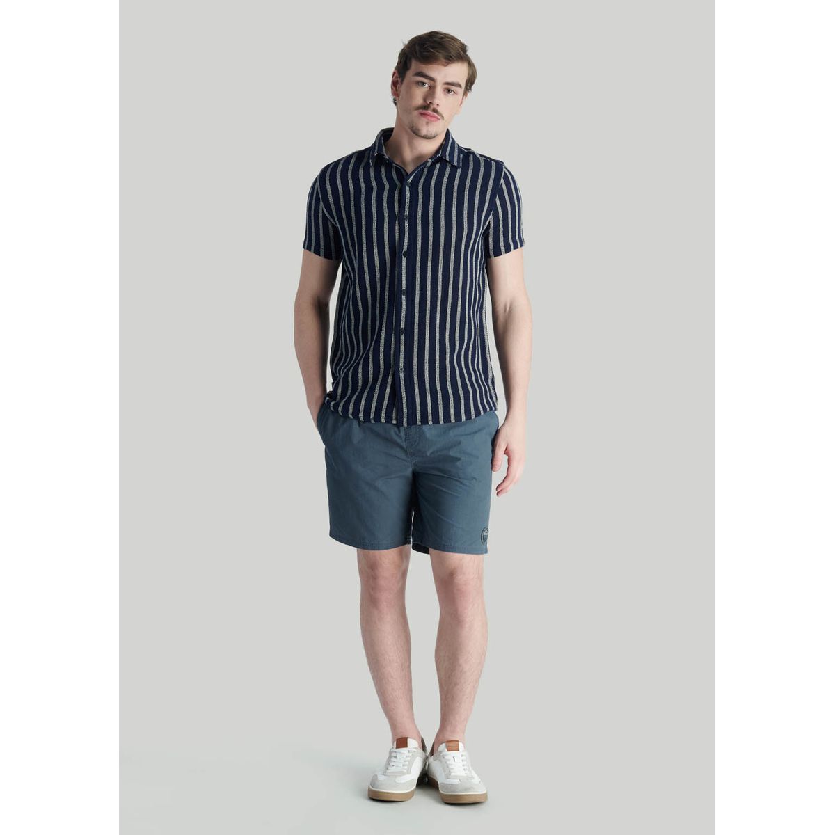 NIMTU - Camisa Stripe Casual Azul Nimtu