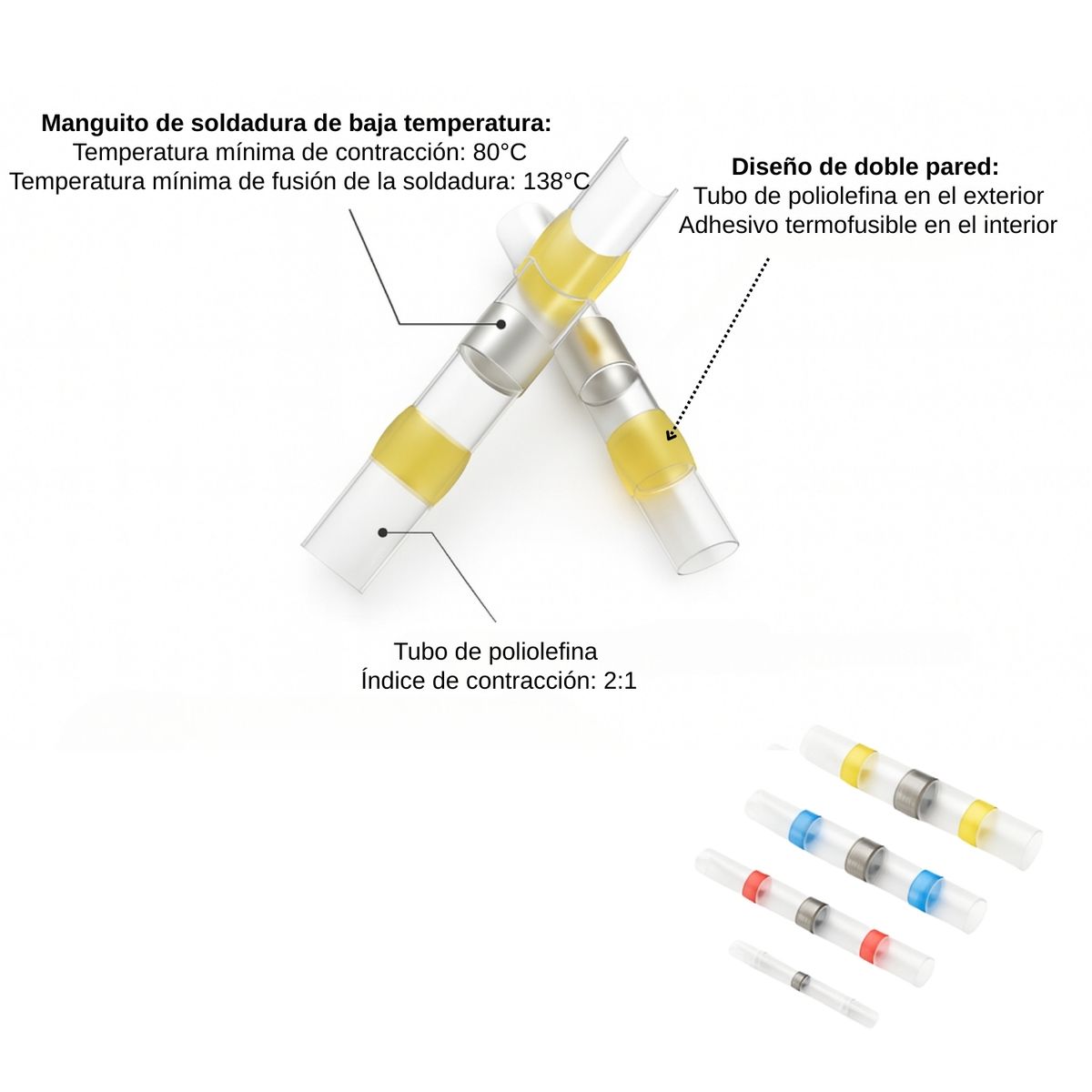 GENERICO - 500pcs Terminales Aislados De Cable Conectores De Terminal