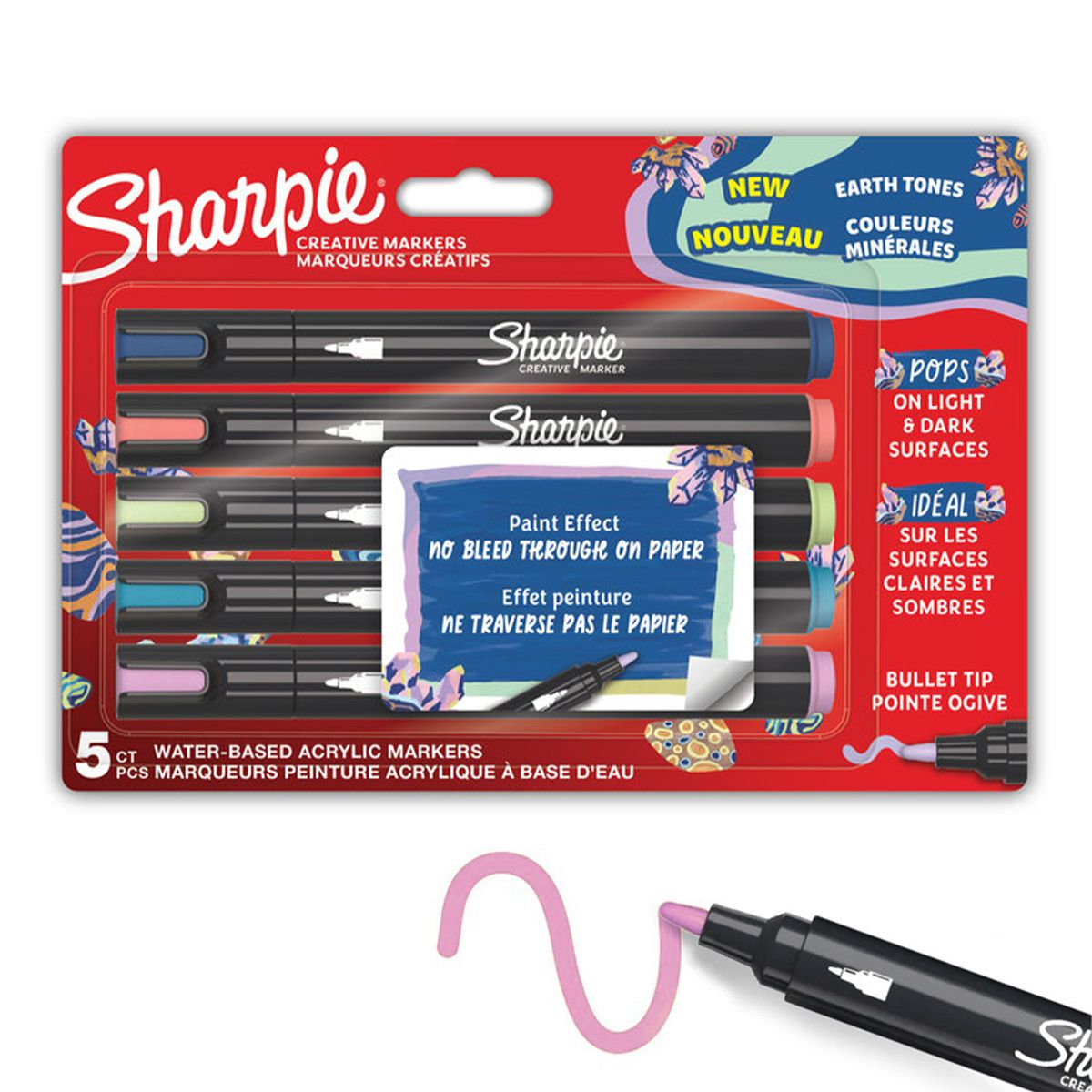 SHARPIE - Set 5 Marcadores Sharpie Acrylic Punta Redonda Tonos Tierra