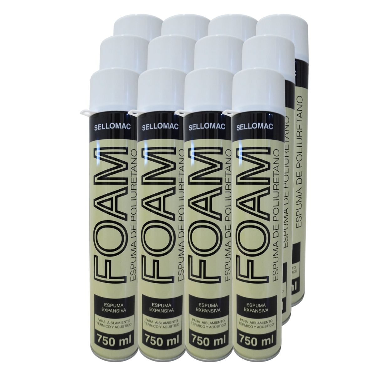 GENERICO - Pack 12un Espuma Poliuretano Expansiva SELLOMAC 750ml