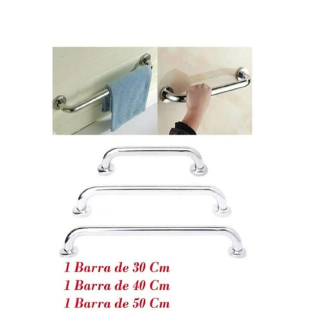 GENERICO - Pack 3 Manillas Barra De Seguridad Baño Wc Ducha
