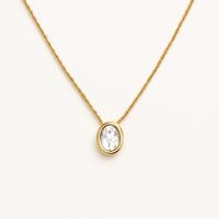 Collar Dorado con Circonita Ovalada en Baño de Oro 18k