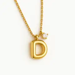 GENERICO - Collar con Inicial Bubble Dorado Personalizado A