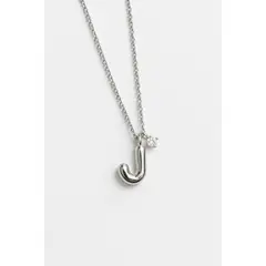 GENERICO - Collar con Inicial Bubble Plateado Personalizado A