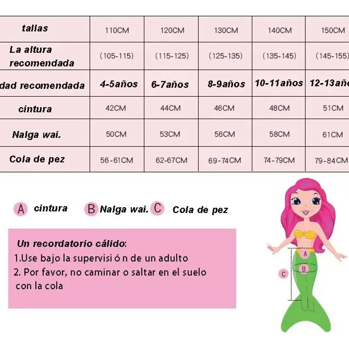 GENERICO - Traje de baño de sirena para niña 3 piezas 4 a 5 años