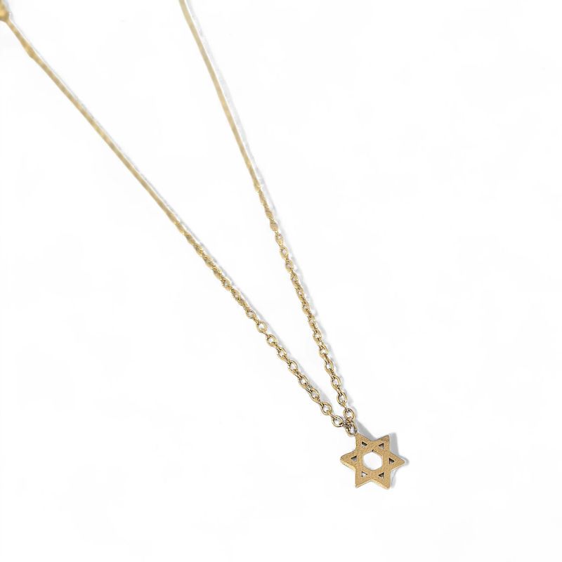 GENERICO - Collar Estrella de David Mini en Acero Baño de Oro