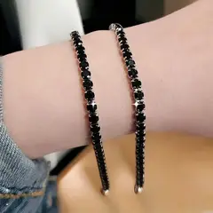 AMBAR JOYERIA - Pulsera Tennis 4mm Negro 17cm