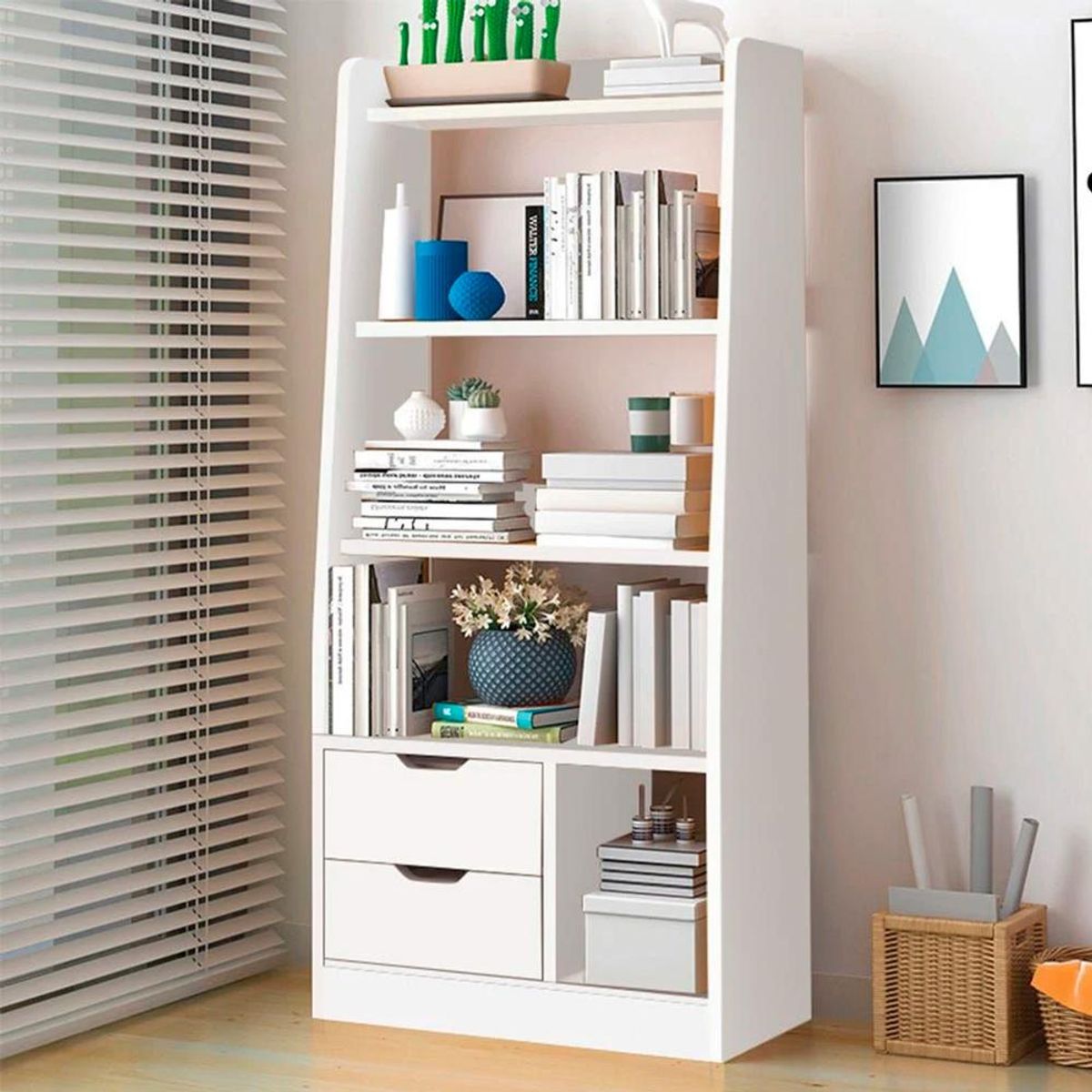 DETODOYMAS - Librero con cajones 140x63x30cm Chic Home