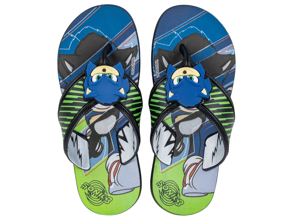 Sandalia Infantil Negro/Verde Sonic Way Negro 31