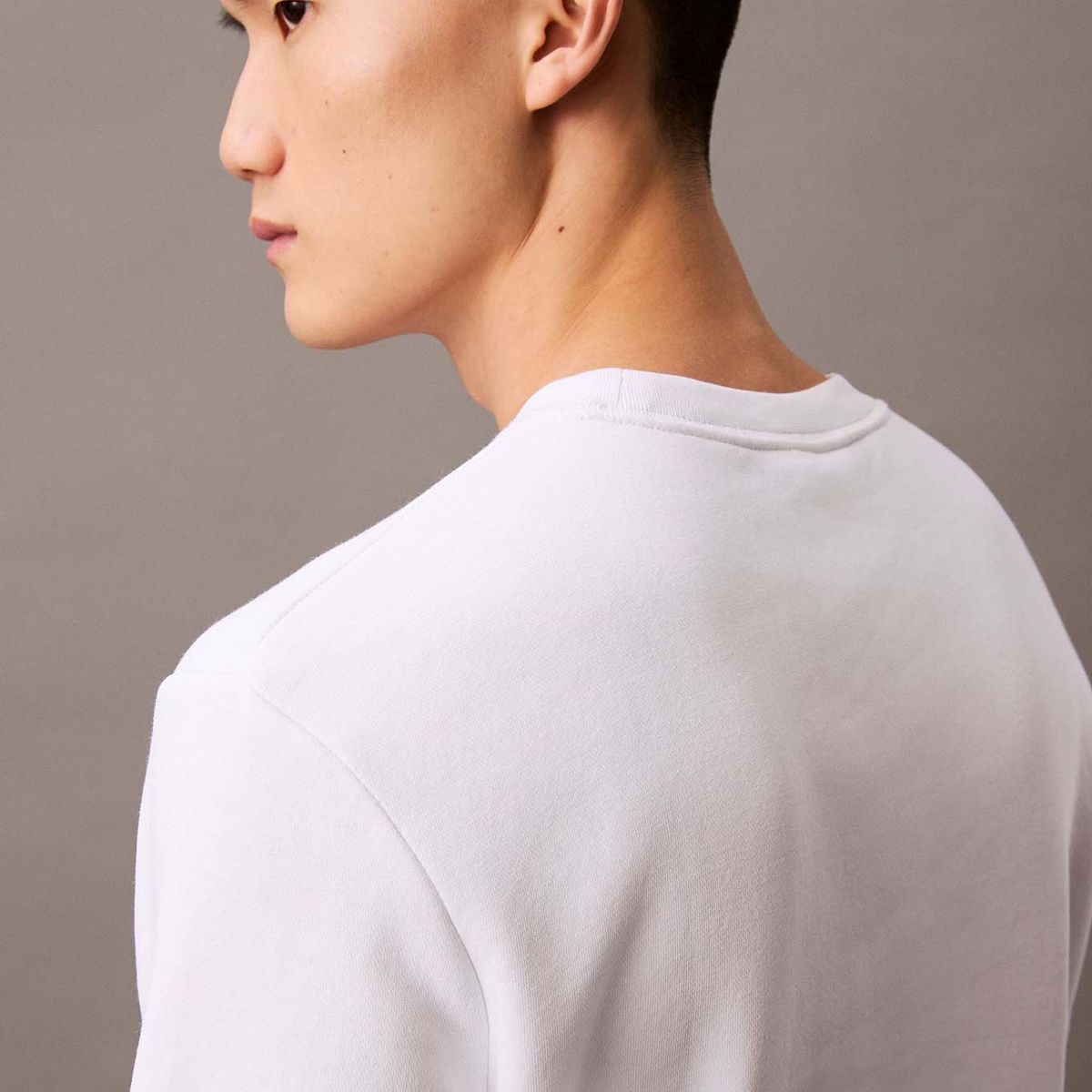 CALVIN KLEIN - Polerón Fleece con Monograma Blanco Calvin Klein