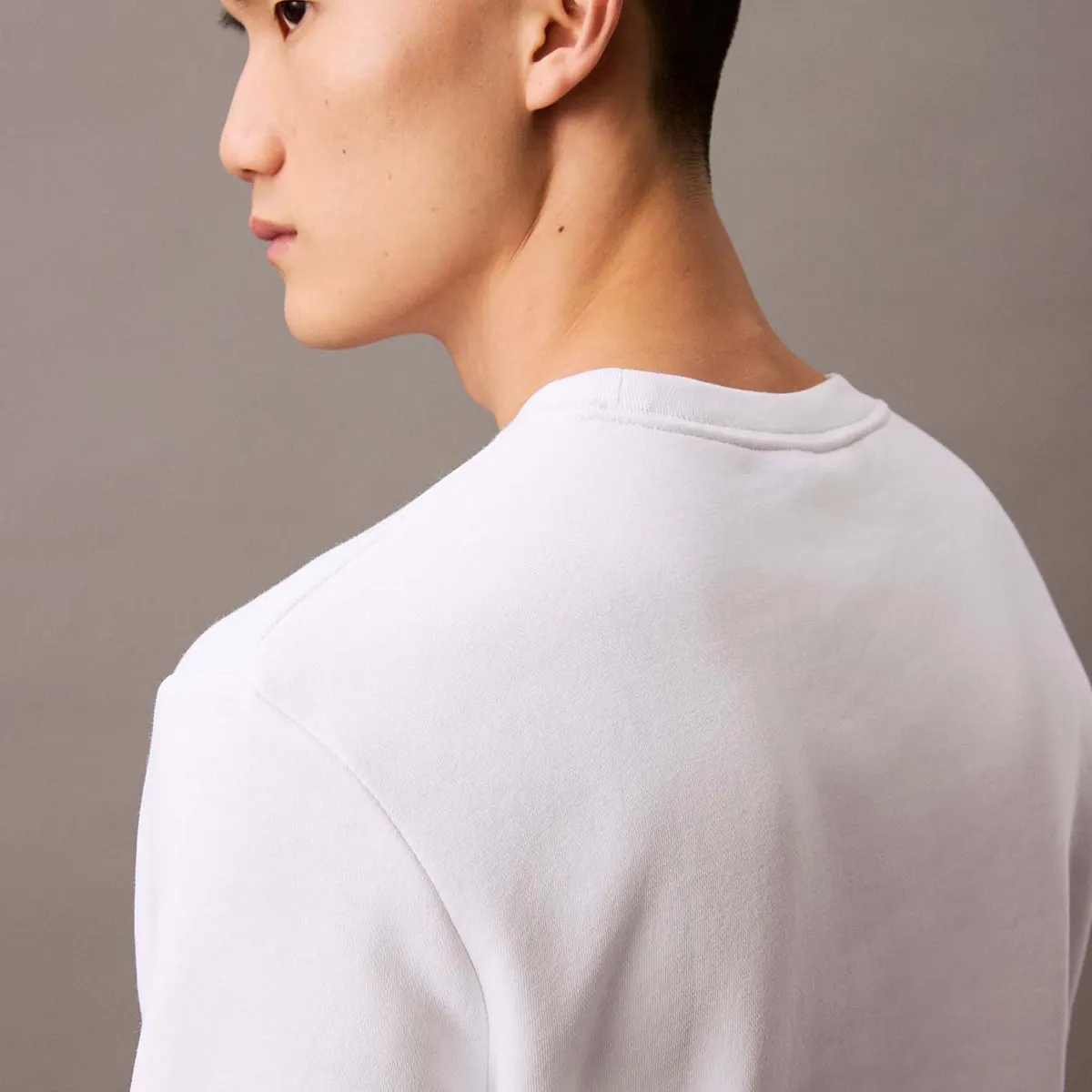 CALVIN KLEIN - Polerón Fleece con Monograma Blanco Calvin Klein