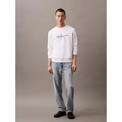 CALVIN KLEIN - Polerón Fleece con Monograma Blanco