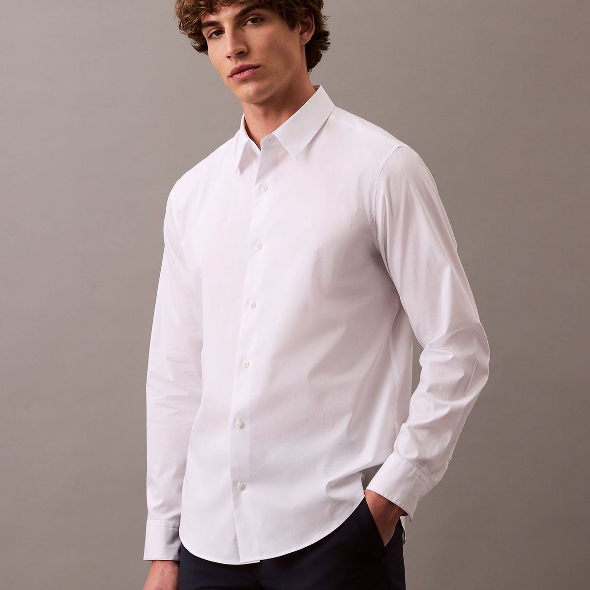 CALVIN KLEIN - Camisa Clásica Stretch Blanco Calvin Klein