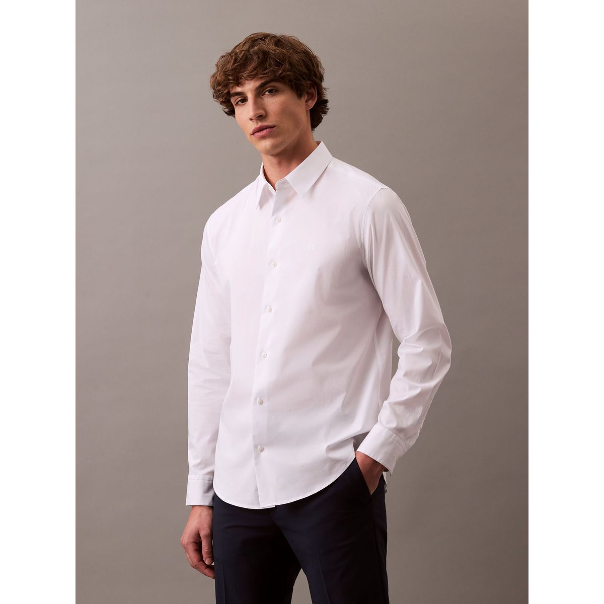 CALVIN KLEIN - Camisa Clásica Stretch Blanco Calvin Klein