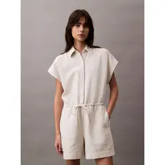 CALVIN KLEIN - Enterizo Corto con Cierre de Botones Beige