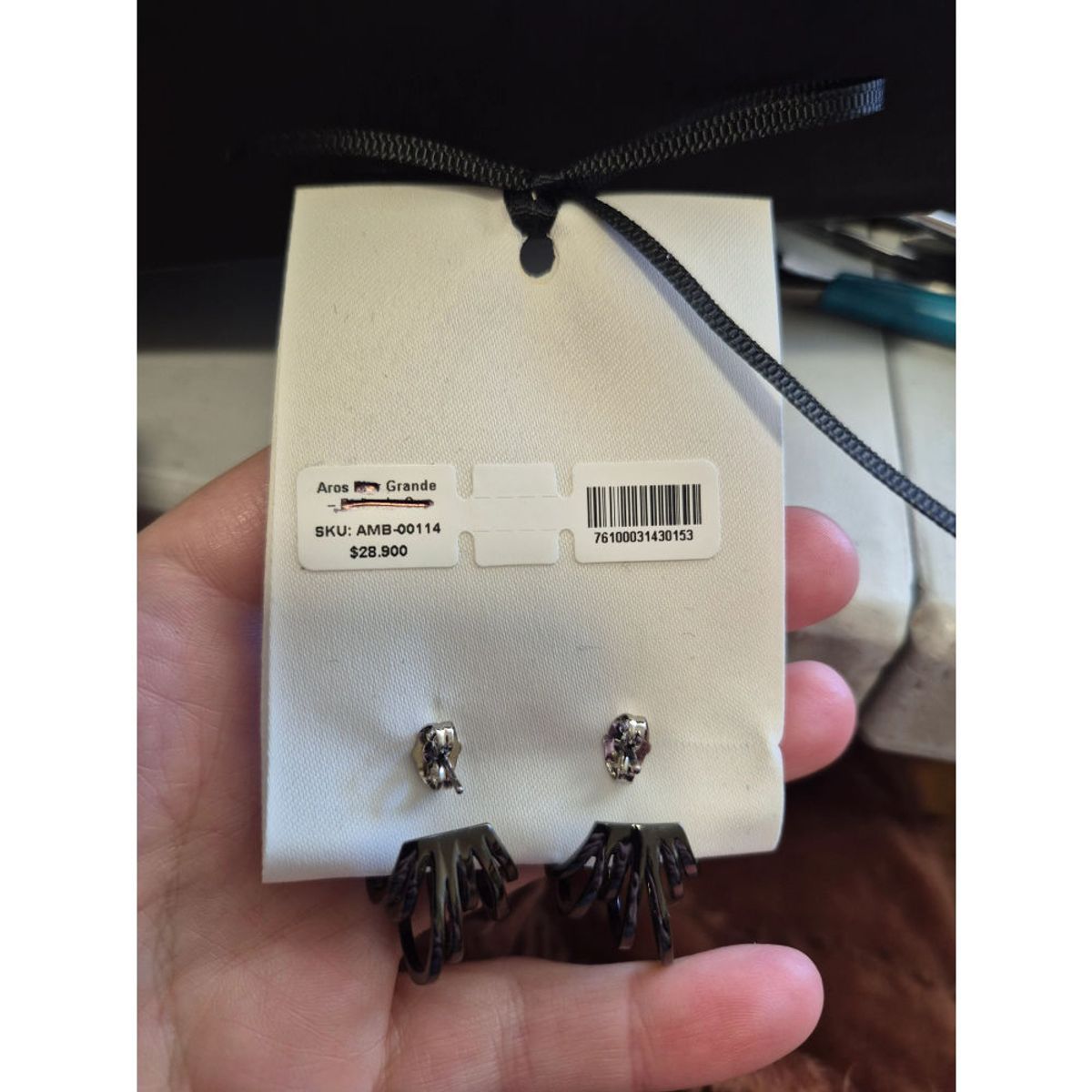 AMBAR JOYERIA - Aros Argolla Trenzada Bicolor 3 cm - Acero Inoxidable