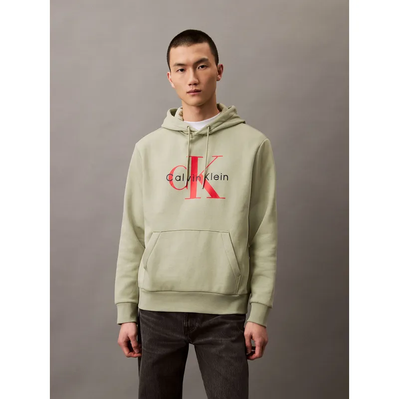 CALVIN KLEIN - Polerón con Gorro Monograma Verde Calvin Klein