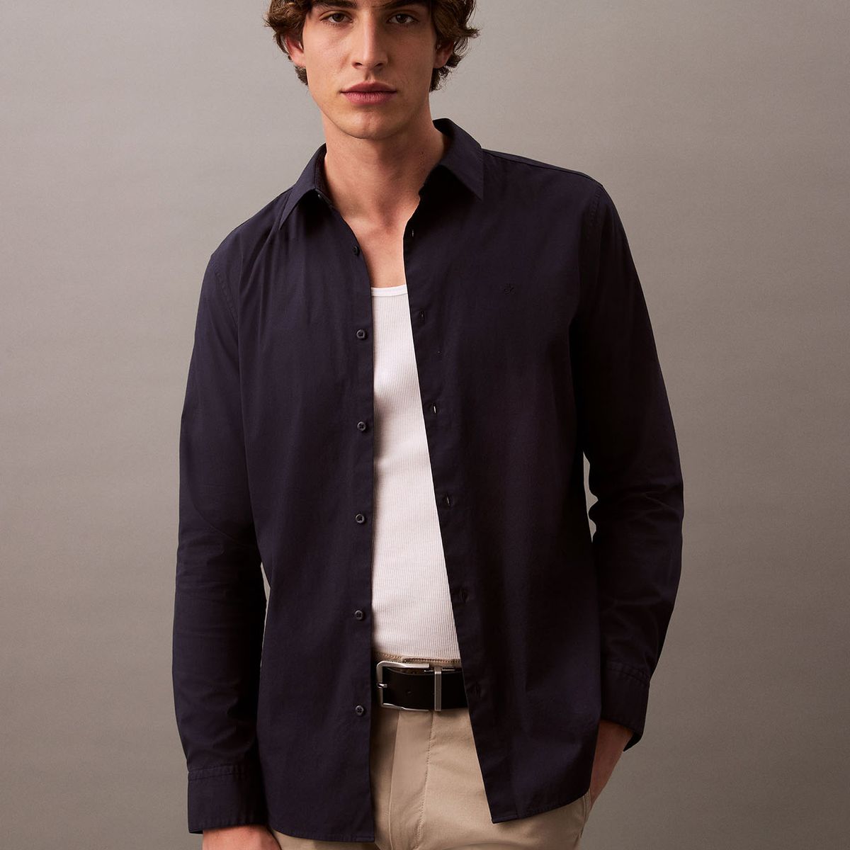 CALVIN KLEIN - Camisa Slim Fit Elástica Azul Calvin Klein