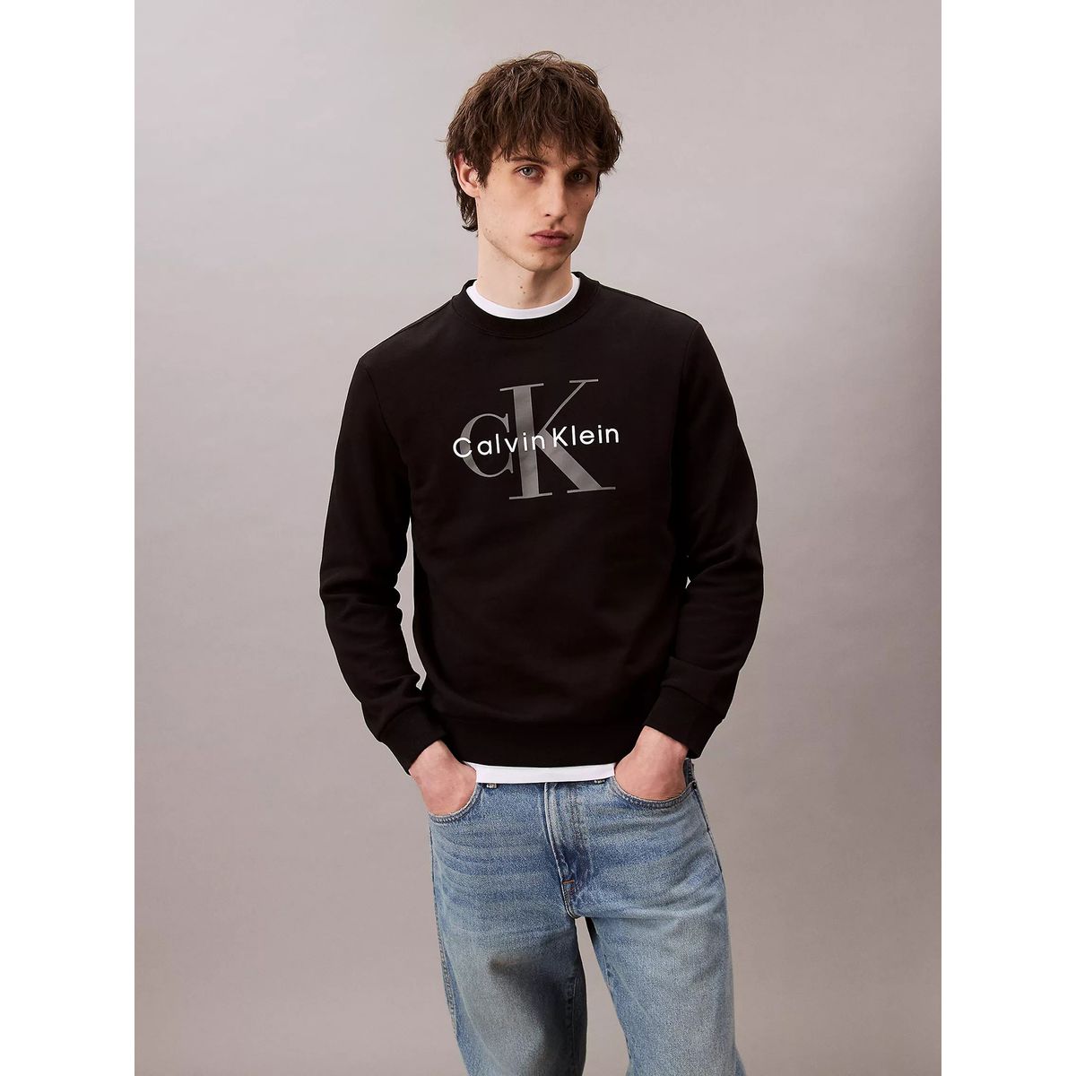 CALVIN KLEIN - Polerón Fleece con Monograma Negro Calvin Klein