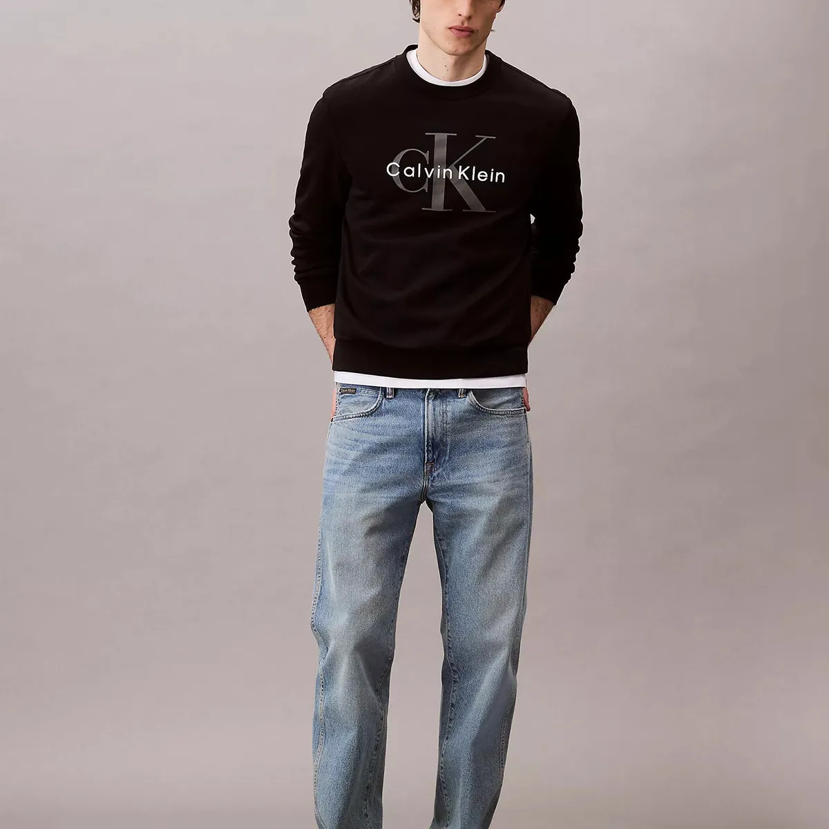 CALVIN KLEIN - Polerón Fleece con Monograma Negro Calvin Klein