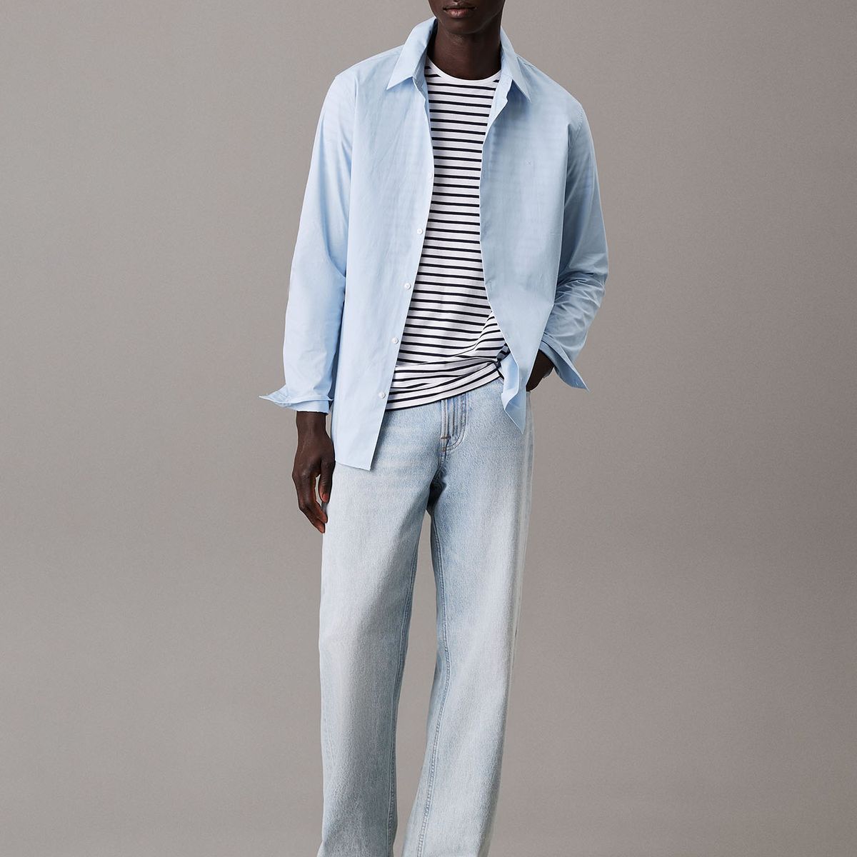 CALVIN KLEIN - Camisa Slim Fit Elástica Celeste Calvin Klein