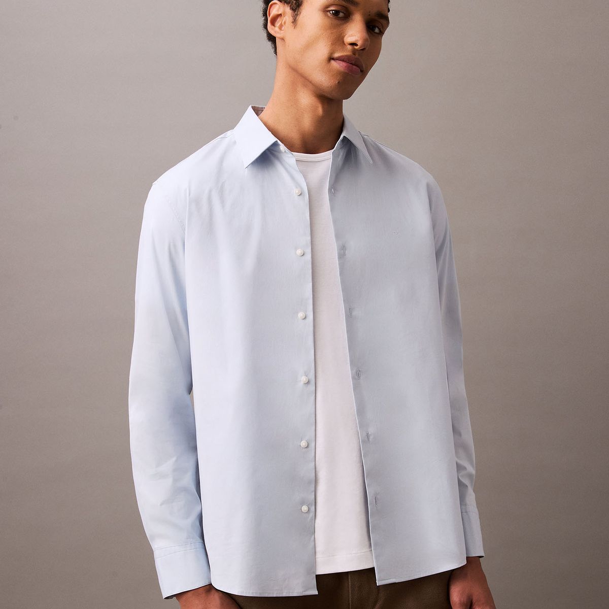 CALVIN KLEIN - Camisa Clásica Stretch Celeste Calvin Klein