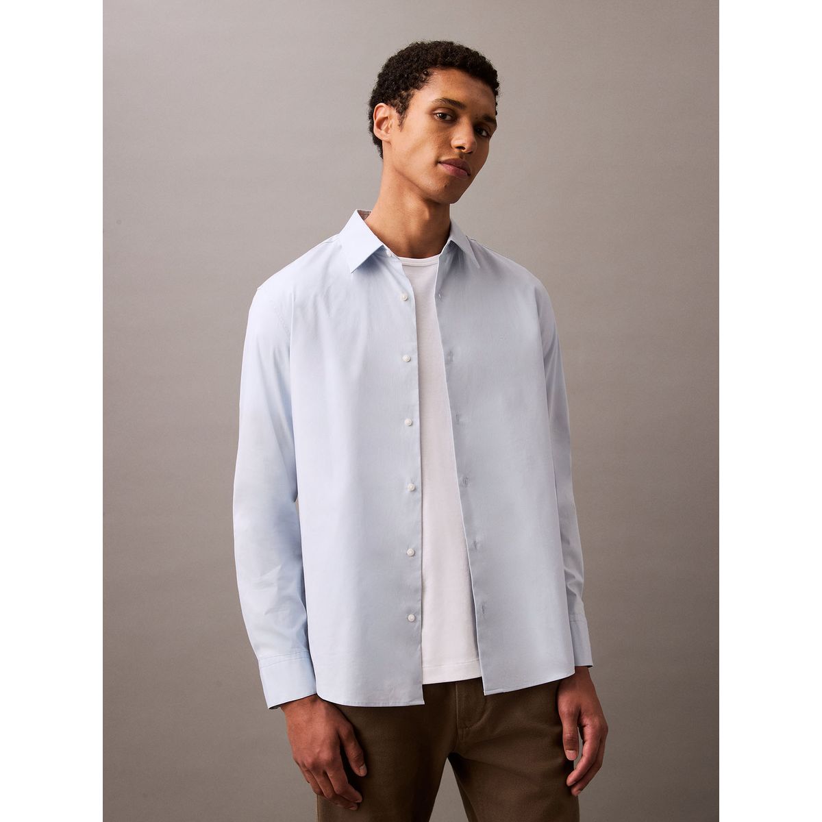 CALVIN KLEIN - Camisa Clásica Stretch Celeste Calvin Klein