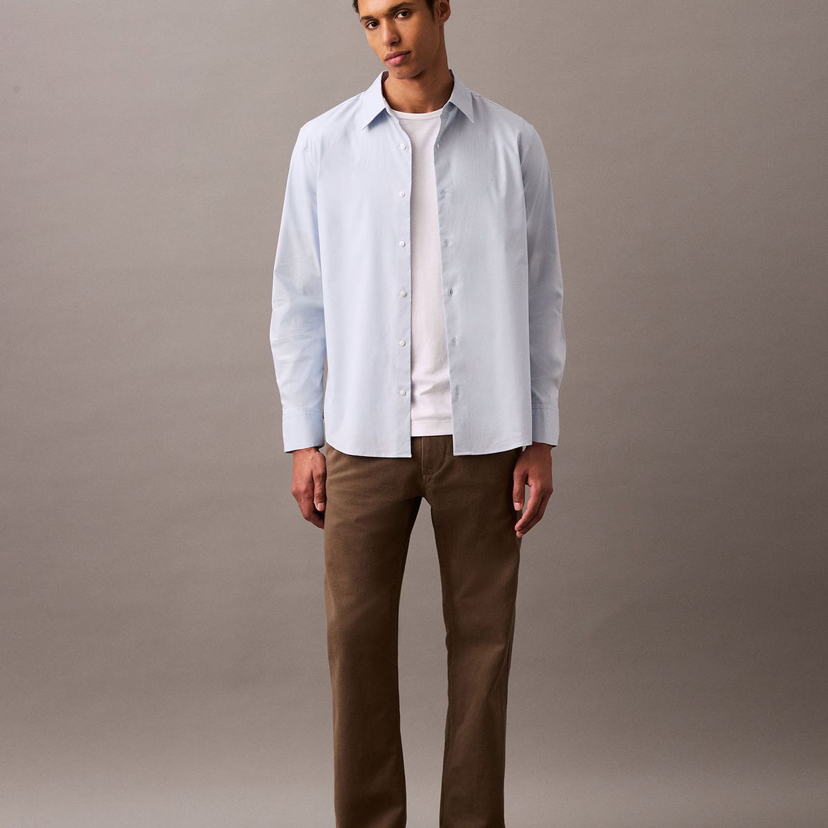 CALVIN KLEIN - Camisa Clásica Stretch Celeste Calvin Klein