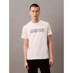CALVIN KLEIN - Polera Stretch Graphic Beige