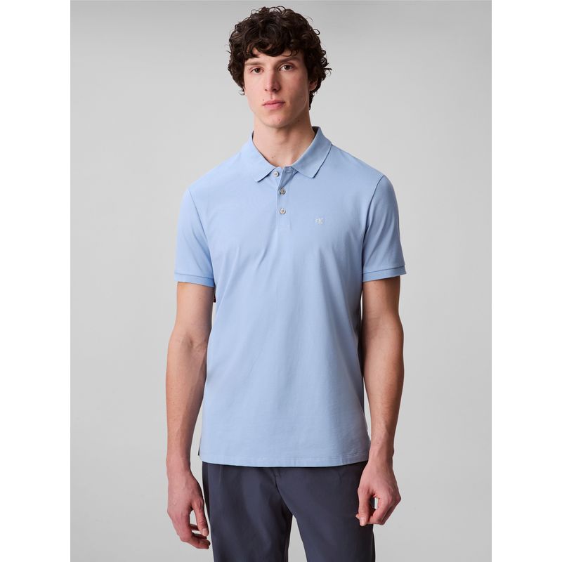 CALVIN KLEIN - Polo con Monograma Bordado Celeste Calvin Klein