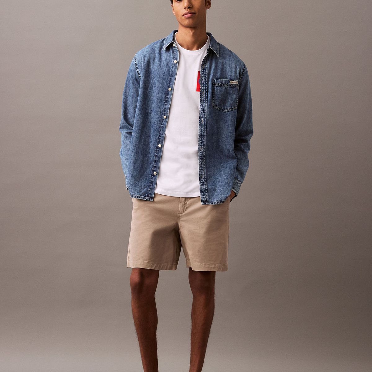 CALVIN KLEIN - Short Slim de Algodón Beige Calvin Klein