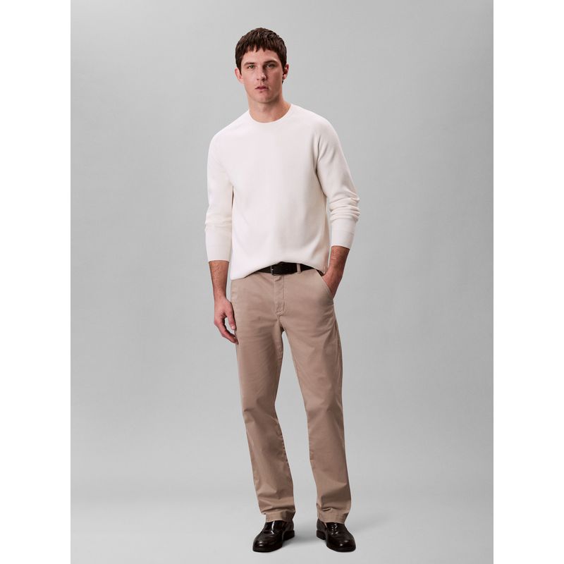 CALVIN KLEIN - Pantalón Chino Slim de Algodón Signature Beige Calvin Klein