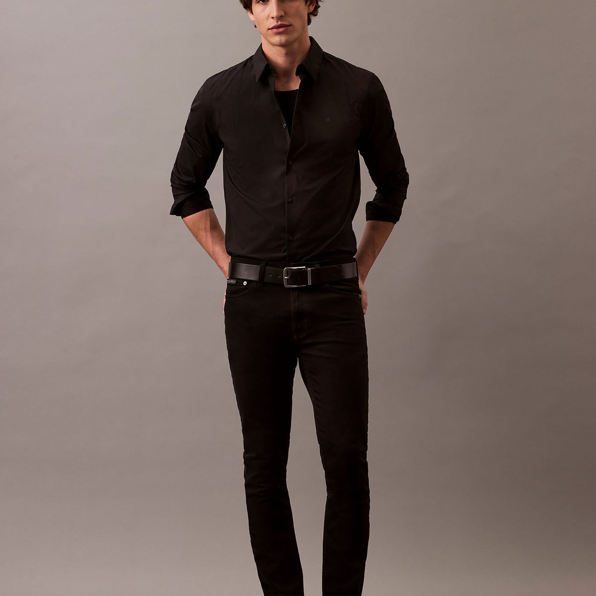 CALVIN KLEIN - Camisa Slim Fit Elástica Negro Calvin Klein