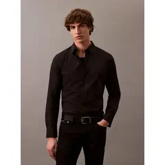 CALVIN KLEIN - Camisa Slim Fit Elástica Negro