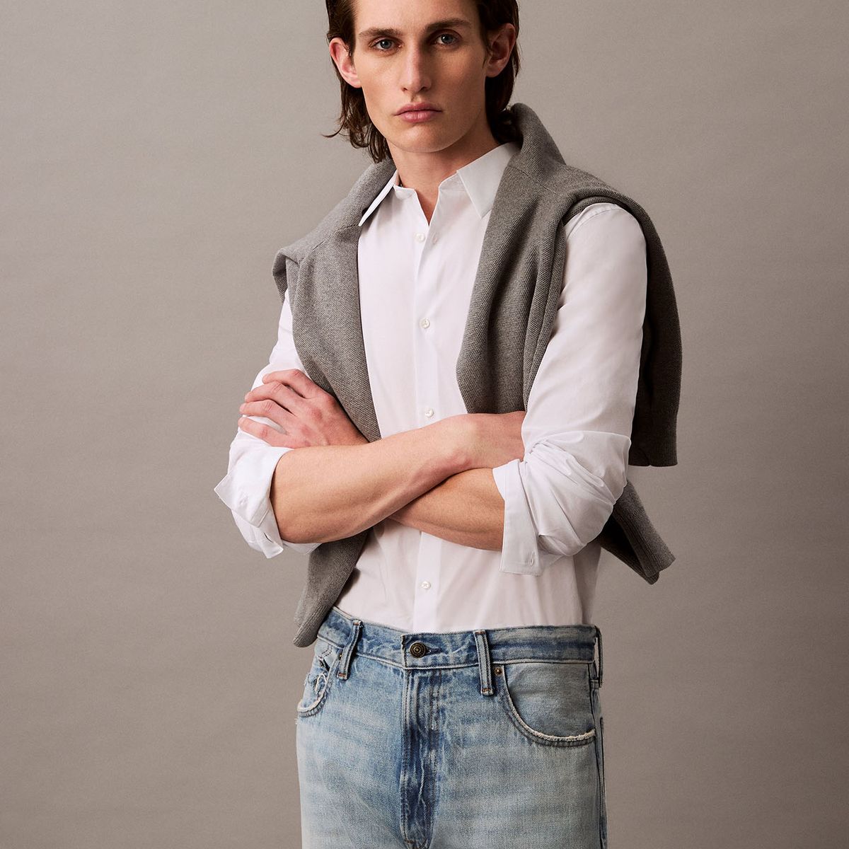 CALVIN KLEIN - Camisa Slim Fit Elástica Blanco Calvin Klein