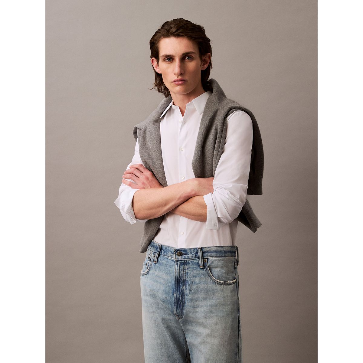 CALVIN KLEIN - Camisa Slim Fit Elástica Blanco Calvin Klein