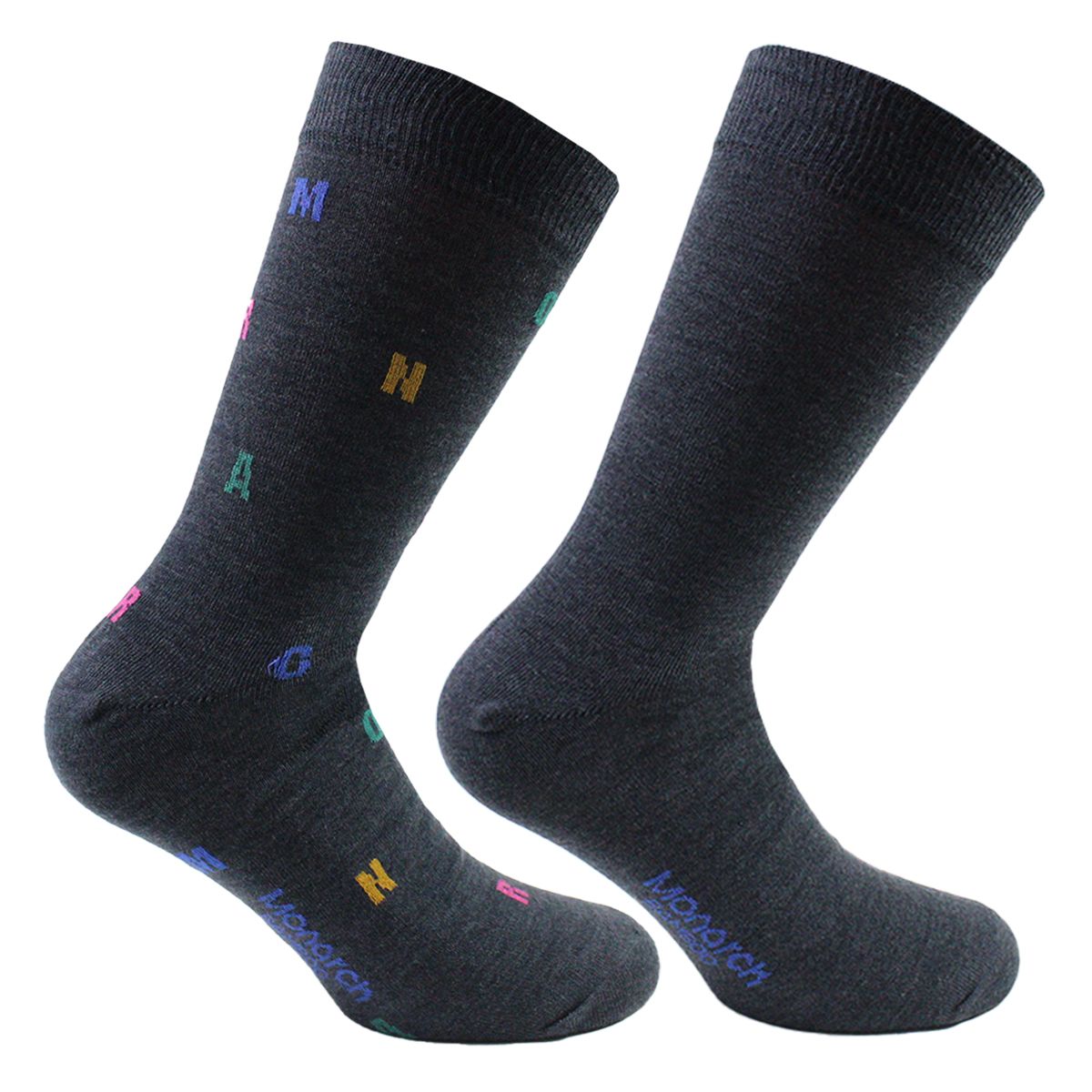 MONARCH - 2 Pares Calcetín Bamboo Letras Monarch