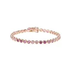 GENERICO - Pulsera Tennis Fucsia en Baño de Oro Rosado