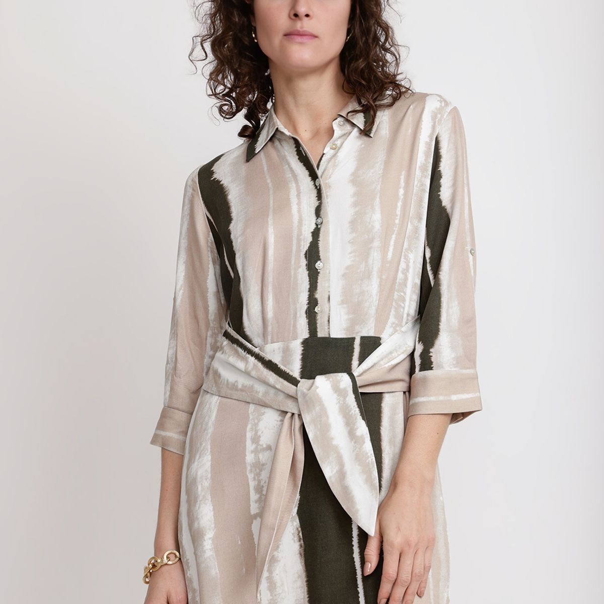 CANADIENNE - Vestido Mujer Anís Viscosa Safari