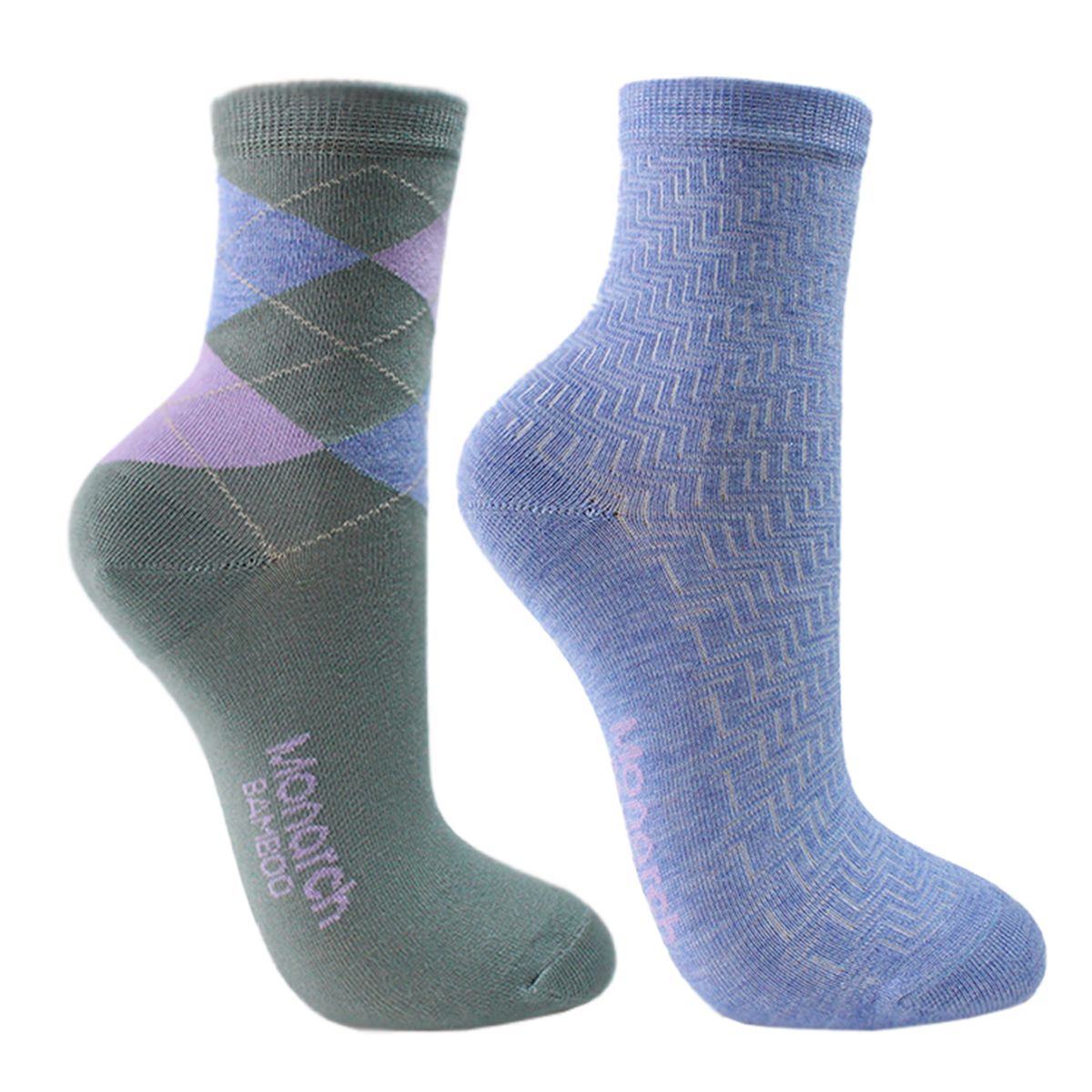 MONARCH - 2 Pares Calcetín Bamboo Rombos Largo Americano Monarch