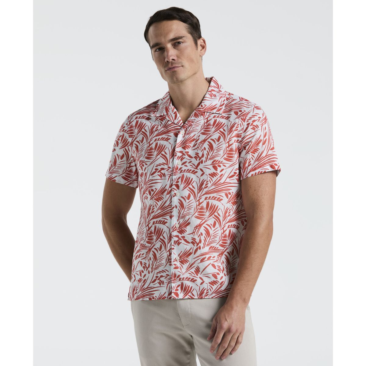PERRY ELLIS - Camisa Hombre Manga Corta Estampada Coral