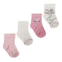 4 Pares Calcetín Bamboo Recién Nacido Rosas