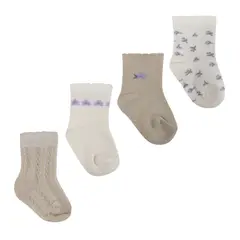 MONARCH - 4 Pares Calcetín Bamboo Bebé Flores