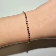 GENERICO - Pulsera Tennis Lila 3mm con Circonitas y Baño de Rodio