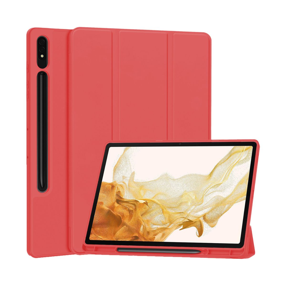 GENERICO - Fundas Con Porta Lápiz Para Galaxy Tab S6 Lite - Rojo