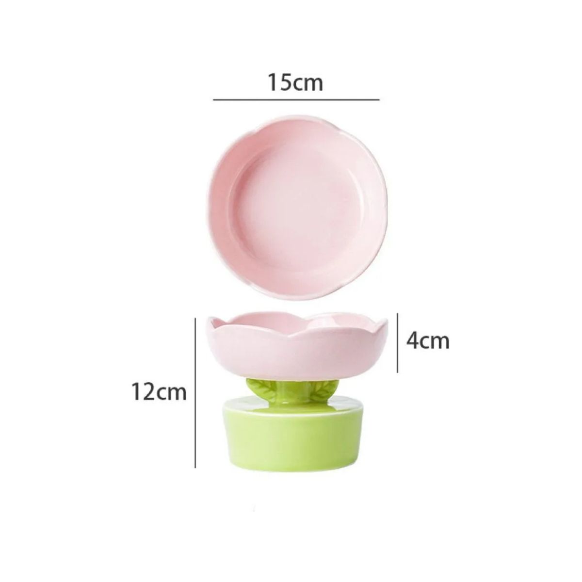 GENERICO - Plato Ceramica Diseñado Flores Para Mascotas Rosa