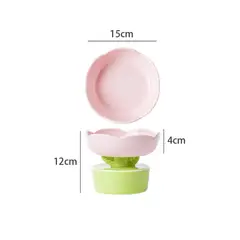GENERICO - Plato Ceramica Diseñado Flores Para Mascotas Rosa