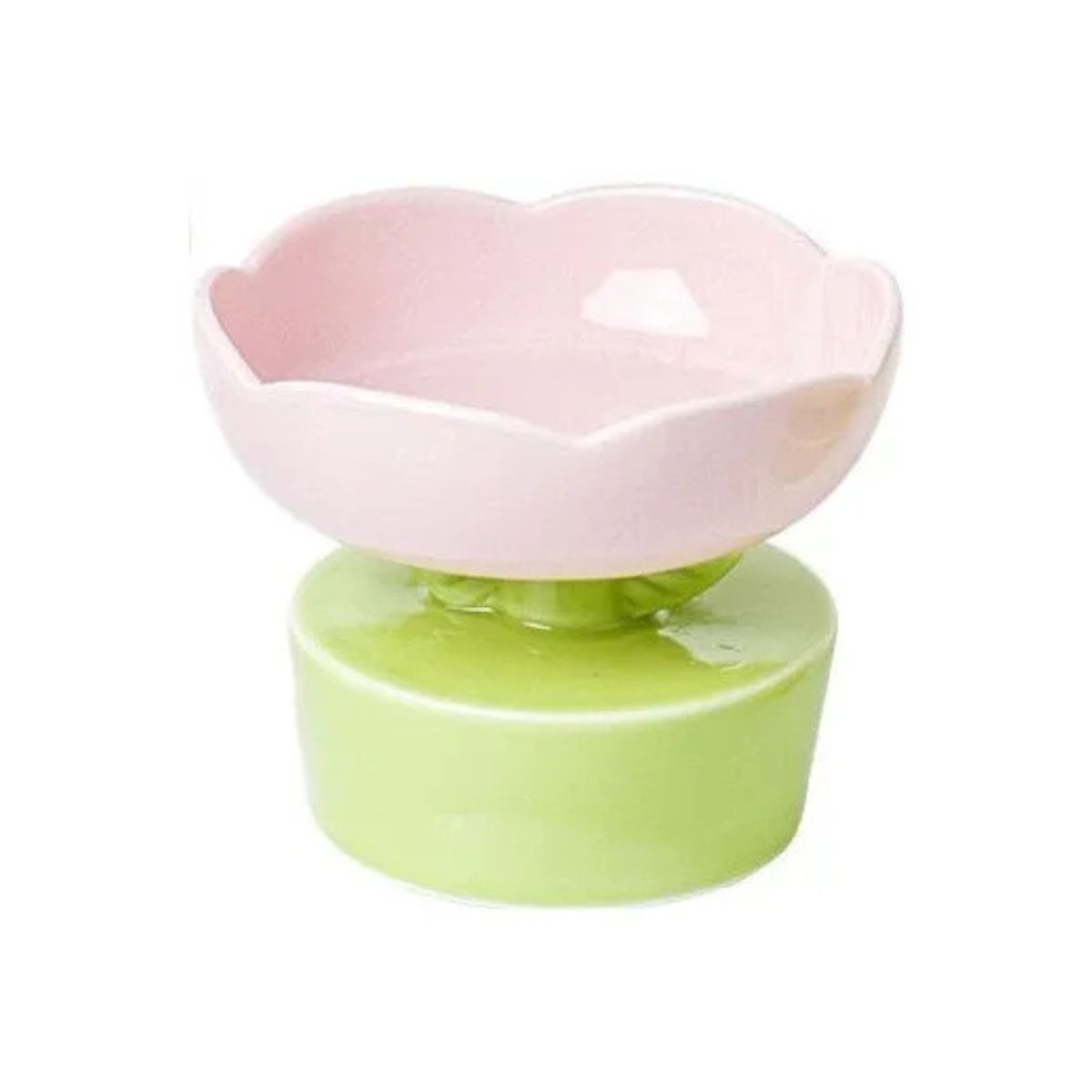 GENERICO - Plato Ceramica Diseñado Flores Para Mascotas Rosa