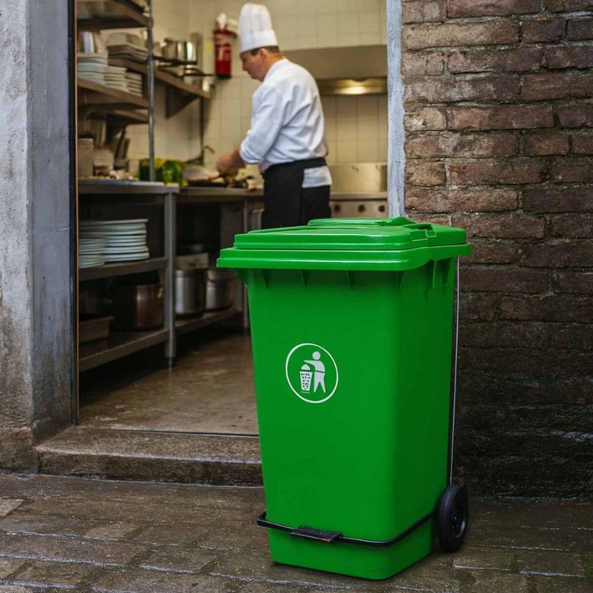 IMAS - CONTENEDOR 360 LITROS CON PEDAL COLOR VERDE