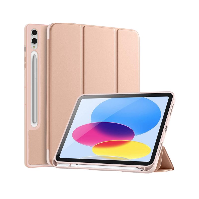 GENERICO - Fundas Con Porta Lapiz Para Galaxy Tab S7-S8-S9-S9Fe-S10Fe - Rose Gold